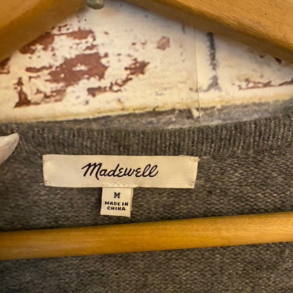 Madewell Cozy Walker Cozy Alpaca Wool Blend Open Cardigan w Pockets - Picture 6 of 10